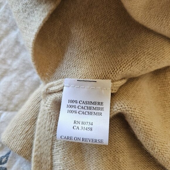 BCBGMAXAZRIA 100% Cashmere Hoodie Sweater XS Beige Tan Pullover Long Sleeve Soft - Picture 7 of 16